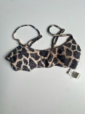 Aerie / Offline Animal-Print Swim Bralette in Beige & Black
